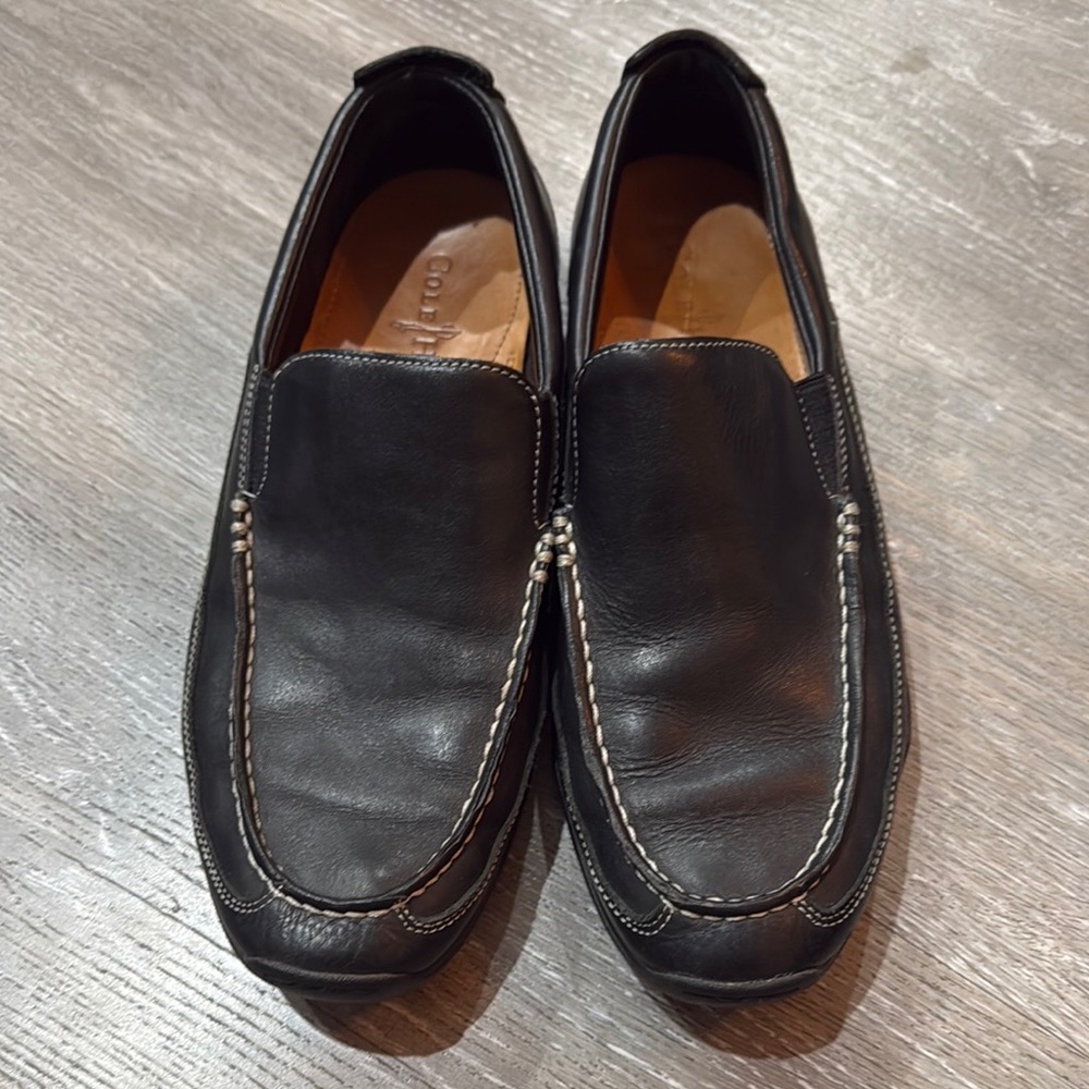 Cole Haan Nike Air Black Loafers Slip-Ons with Smooth Leather Finish